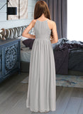 Cheyanne A-Line Scoop Neck Floor-Length Chiffon Junior Bridesmaid Dress With Ruffle UKP0013325