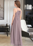 Desirae A-Line Scoop Neck Asymmetrical Chiffon Junior Bridesmaid Dress With Ruffle Bow(s) UKP0013326