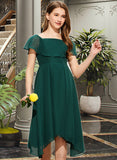 Audrey A-Line Square Neckline Knee-Length Chiffon Junior Bridesmaid Dress UKP0013329