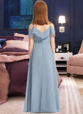 Macie A-Line Off-the-Shoulder Floor-Length Chiffon Junior Bridesmaid Dress With Ruffles UKP0013334