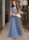 Kiara A-Line Scoop Neck Floor-Length Chiffon Junior Bridesmaid Dress With Bow(s) UKP0013337