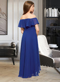 Neveah A-Line Off-the-Shoulder Asymmetrical Chiffon Junior Bridesmaid Dress With Cascading Ruffles UKP0013338