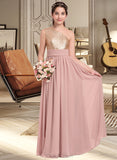 Lilith A-Line One-Shoulder Floor-Length Chiffon Junior Bridesmaid Dress With Ruffle UKP0013340