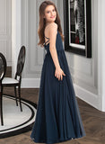 Rosie A-Line Square Neckline Floor-Length Chiffon Junior Bridesmaid Dress With Bow(s) UKP0013345