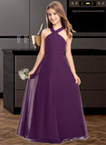 Lorelei A-Line V-neck Floor-Length Chiffon Junior Bridesmaid Dress UKP0013346