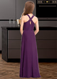 Lorelei A-Line V-neck Floor-Length Chiffon Junior Bridesmaid Dress UKP0013346