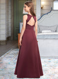 Parker A-Line Scoop Neck Floor-Length Satin Junior Bridesmaid Dress UKP0013348