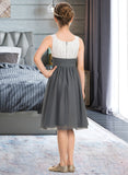 Frida A-Line Scoop Neck Knee-Length Chiffon Junior Bridesmaid Dress With Ruffle Flower(s) UKP0013350