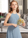 Madilyn A-Line Scoop Neck Floor-Length Chiffon Junior Bridesmaid Dress With Ruffle UKP0013353