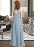 Madilyn A-Line Scoop Neck Floor-Length Chiffon Junior Bridesmaid Dress With Ruffle UKP0013353