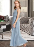 Madilyn A-Line Scoop Neck Floor-Length Chiffon Junior Bridesmaid Dress With Ruffle UKP0013353