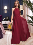 Madeleine A-Line Scoop Neck Floor-Length Chiffon Junior Bridesmaid Dress UKP0013357