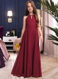 Madeleine A-Line Scoop Neck Floor-Length Chiffon Junior Bridesmaid Dress UKP0013357