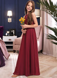 Madeleine A-Line Scoop Neck Floor-Length Chiffon Junior Bridesmaid Dress UKP0013357