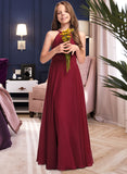 Madeleine A-Line Scoop Neck Floor-Length Chiffon Junior Bridesmaid Dress UKP0013357