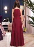 Madeleine A-Line Scoop Neck Floor-Length Chiffon Junior Bridesmaid Dress UKP0013357