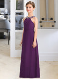 Alayna A-Line Scoop Neck Floor-Length Chiffon Junior Bridesmaid Dress With Beading Bow(s) UKP0013361