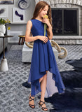 Rhoda A-Line One-Shoulder Asymmetrical Chiffon Junior Bridesmaid Dress With Bow(s) Ruffles UKP0013363