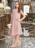 Alissa A-Line Scoop Neck Knee-Length Chiffon Junior Bridesmaid Dress With Beading Sequins UKP0013365