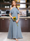 Virginia A-Line Scoop Neck Floor-Length Chiffon Junior Bridesmaid Dress With Cascading Ruffles UKP0013367