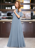 Virginia A-Line Scoop Neck Floor-Length Chiffon Junior Bridesmaid Dress With Cascading Ruffles UKP0013367