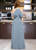 Virginia A-Line Scoop Neck Floor-Length Chiffon Junior Bridesmaid Dress With Cascading Ruffles UKP0013367