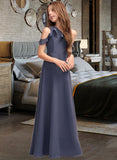 Londyn A-Line One-Shoulder Floor-Length Chiffon Junior Bridesmaid Dress With Cascading Ruffles UKP0013370