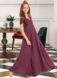 Nola A-Line Off-the-Shoulder Floor-Length Chiffon Junior Bridesmaid Dress With Ruffle UKP0013376