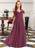 Nola A-Line Off-the-Shoulder Floor-Length Chiffon Junior Bridesmaid Dress With Ruffle UKP0013376