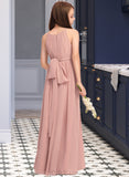 Kendal A-Line Scoop Neck Floor-Length Chiffon Junior Bridesmaid Dress With Ruffle Bow(s) UKP0013380