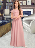 Thalia A-Line Scoop Neck Floor-Length Chiffon Junior Bridesmaid Dress With Cascading Ruffles UKP0013382