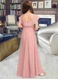 Thalia A-Line Scoop Neck Floor-Length Chiffon Junior Bridesmaid Dress With Cascading Ruffles UKP0013382