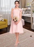 Angeline A-Line V-neck Knee-Length Chiffon Junior Bridesmaid Dress With Cascading Ruffles UKP0013386