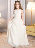 Chelsea A-Line Scoop Neck Floor-Length Chiffon Junior Bridesmaid Dress With Cascading Ruffles UKP0013394