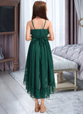 Anastasia A-Line Scoop Neck Asymmetrical Chiffon Junior Bridesmaid Dress With Cascading Ruffles UKP0013395