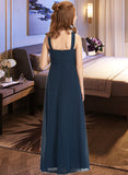 Armani A-Line Scoop Neck Floor-Length Chiffon Junior Bridesmaid Dress With Ruffle UKP0013397