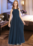 Armani A-Line Scoop Neck Floor-Length Chiffon Junior Bridesmaid Dress With Ruffle UKP0013397