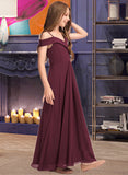 Lindsay A-Line Off-the-Shoulder Floor-Length Chiffon Junior Bridesmaid Dress UKP0013408