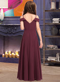 Lindsay A-Line Off-the-Shoulder Floor-Length Chiffon Junior Bridesmaid Dress UKP0013408