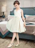 Aleah A-Line Scoop Neck Knee-Length Satin Junior Bridesmaid Dress With Bow(s) UKP0013411