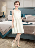 Aleah A-Line Scoop Neck Knee-Length Satin Junior Bridesmaid Dress With Bow(s) UKP0013411