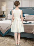 Aleah A-Line Scoop Neck Knee-Length Satin Junior Bridesmaid Dress With Bow(s) UKP0013411