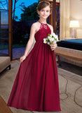 Megan A-Line Scoop Neck Floor-Length Chiffon Junior Bridesmaid Dress UKP0013412