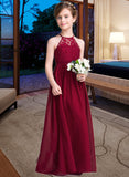 Megan A-Line Scoop Neck Floor-Length Chiffon Junior Bridesmaid Dress UKP0013412