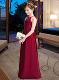 Megan A-Line Scoop Neck Floor-Length Chiffon Junior Bridesmaid Dress UKP0013412