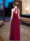 Megan A-Line Scoop Neck Floor-Length Chiffon Junior Bridesmaid Dress UKP0013412