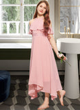 Mattie A-Line Scoop Neck Tea-Length Chiffon Lace Junior Bridesmaid Dress UKP0013414