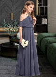 Kendall A-Line Off-the-Shoulder Floor-Length Chiffon Junior Bridesmaid Dress With Cascading Ruffles UKP0013415