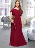 Paola A-Line Scoop Neck Floor-Length Chiffon Junior Bridesmaid Dress With Cascading Ruffles UKP0013417