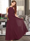 Ada A-Line Scoop Neck Floor-Length Chiffon Junior Bridesmaid Dress UKP0013418